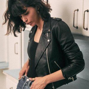 Sézane ZIG JACKET - Black Leather - Size 38 (US 6)